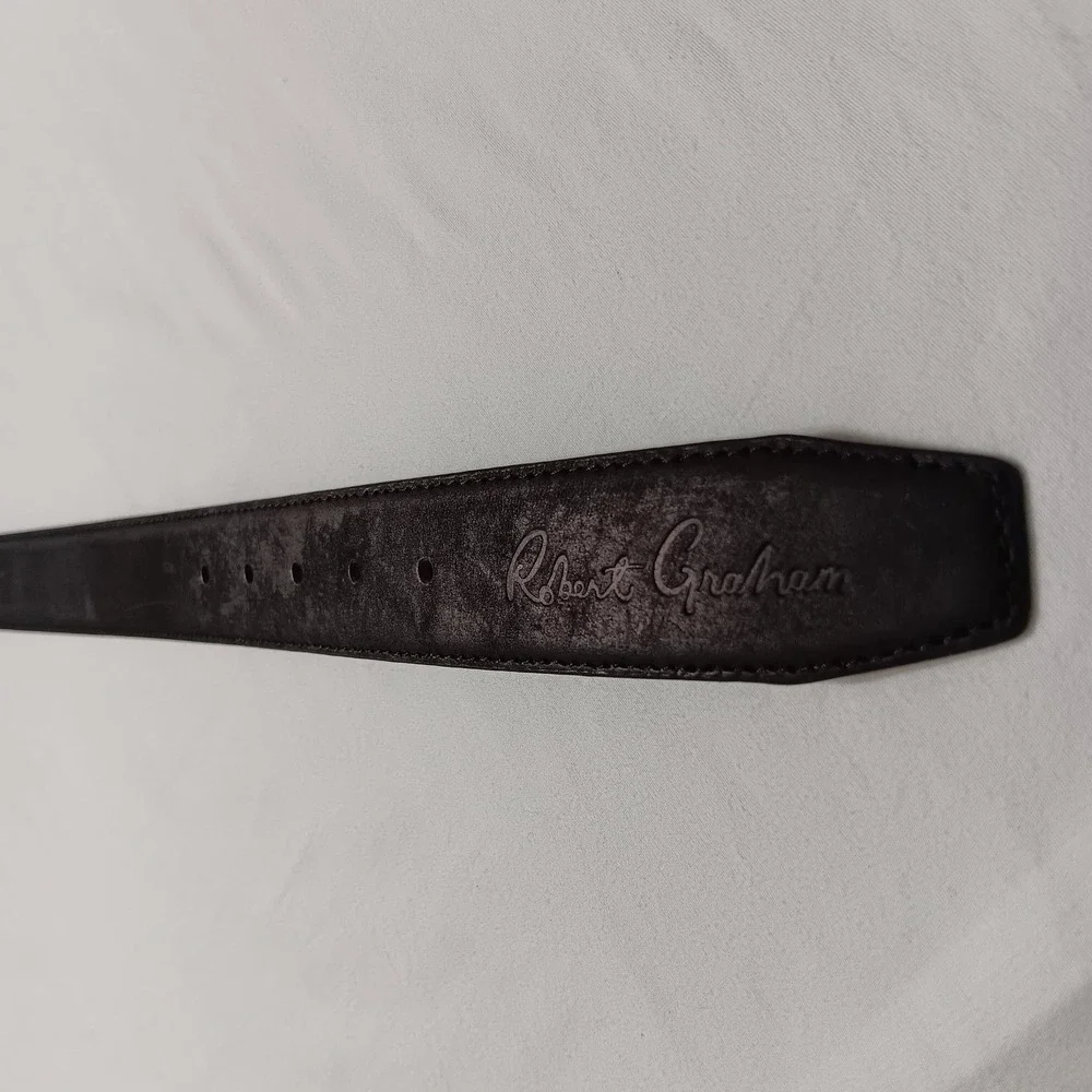Robert Graham Men's Ripaso Black Genuine Leather Belt‎ Size 42